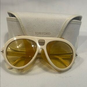 Tom Ford Cream Sunglasses with Yellow Lenses